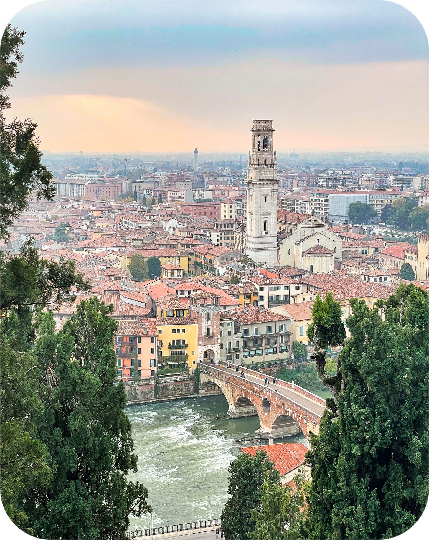 Verona, Italy at sunset