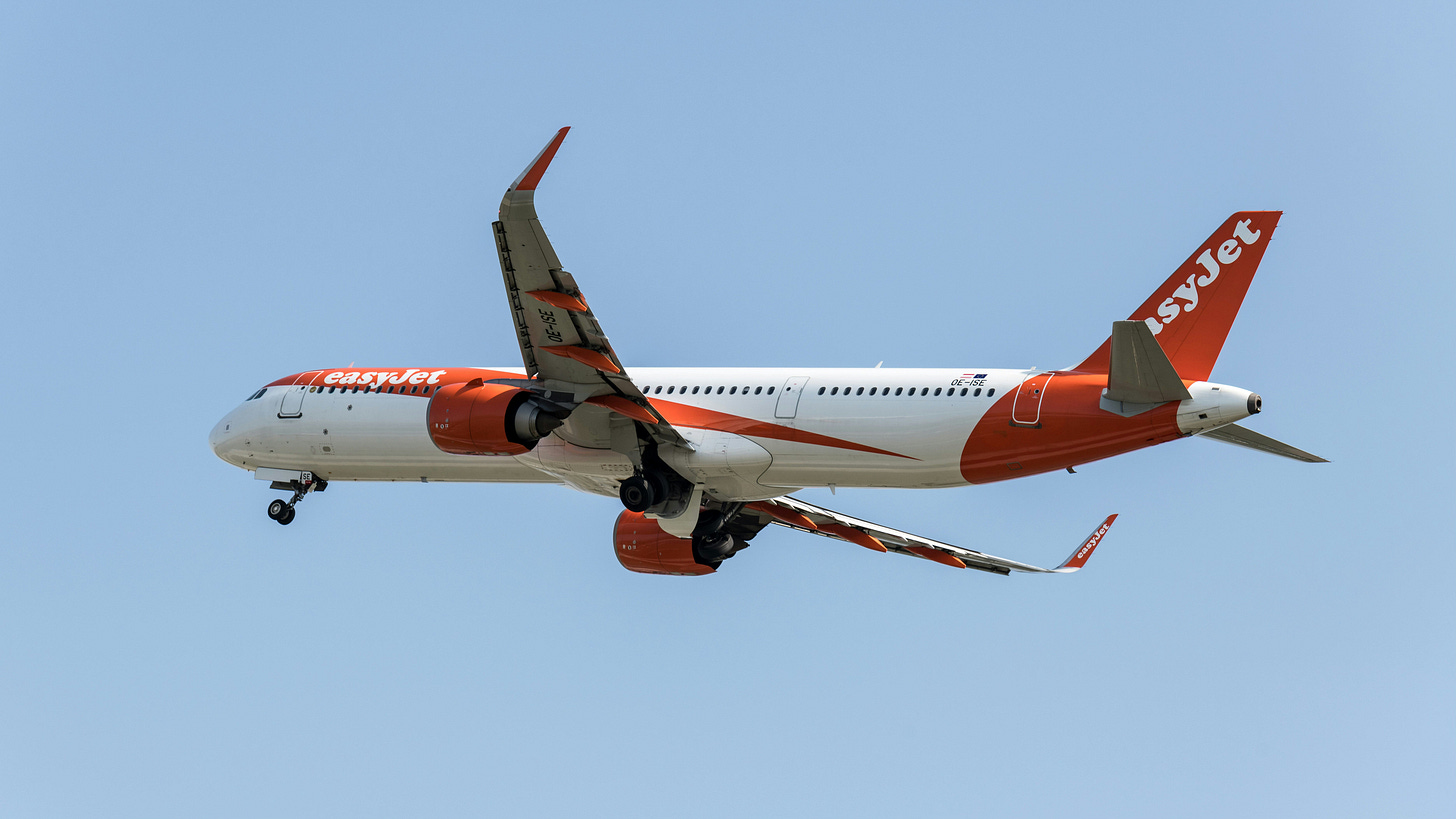 an easyJet plane in the sky an easyJet plane in the sky