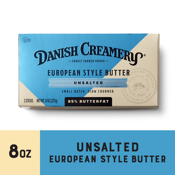 Danish Creamery European Style Butter Unsalted 8oz, 2 Sticks
