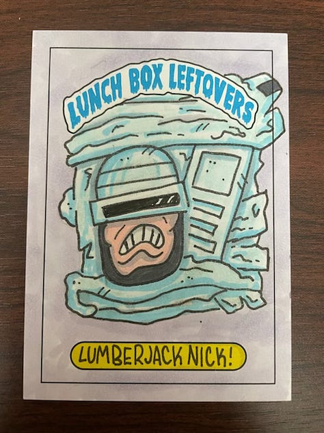 Sketch card of Large Marge, Marty McFly, Crushed Robot Cop