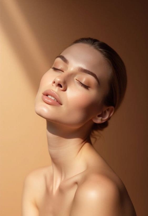 primer plano natural de una mujer adulta con piel natural mostrando el cuidado estético real y mirada sin perfección artificial primer plano natural de una mujer adulta con piel natural mostrando el cuidado estético real y mirada sin perfección artificial