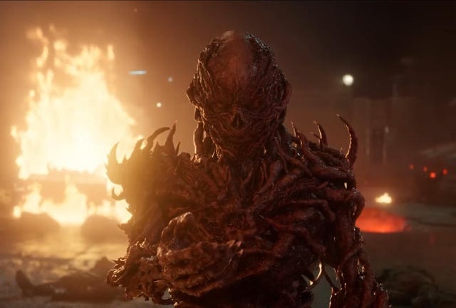 In Stranger Things S5, the new retconned villain "Vecna" kills an entire  military army with zero struggle, spares the main cast, trash talks his  victim, and leaves like nothing ever happened. This