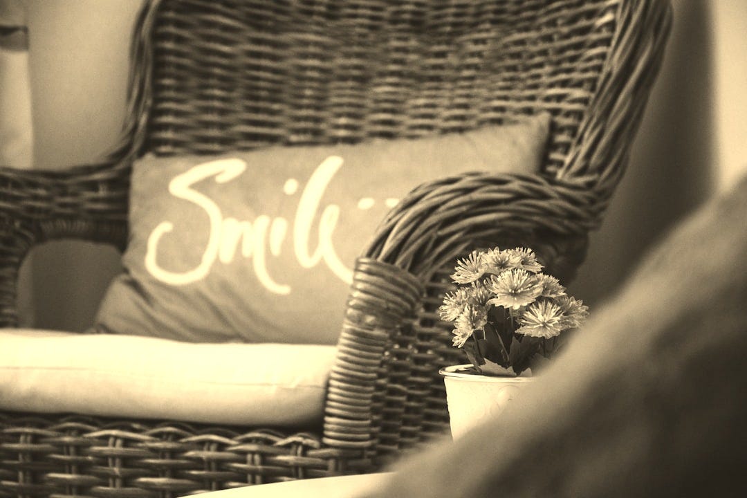 smile pillow on chair smile pillow on chair