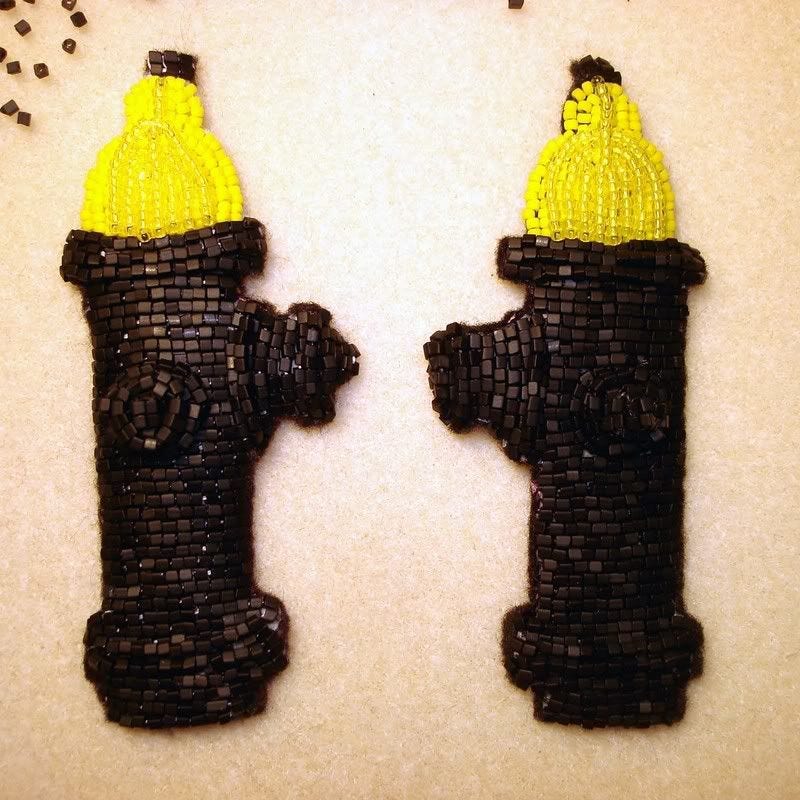 beaded Boston fire hydrant Buell motorcycle beading blog bead embroidery fine art beaded Boston fire hydrant Buell motorcycle beading blog bead embroidery fine art