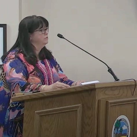 LeeAnn Clarke, Jeffrey Preston and "Miss Holms" spoke during Public Comment at the March 12 meeting. (Stills from City video)