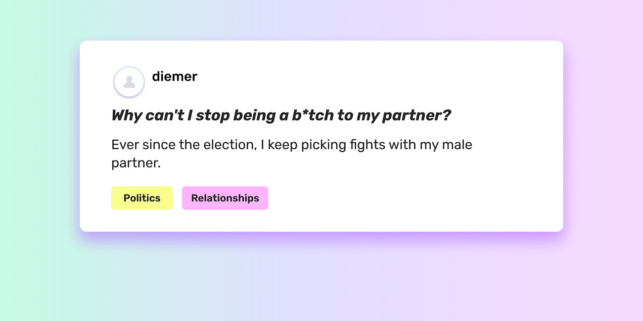Why can't I stop being a b*tch to my partner?