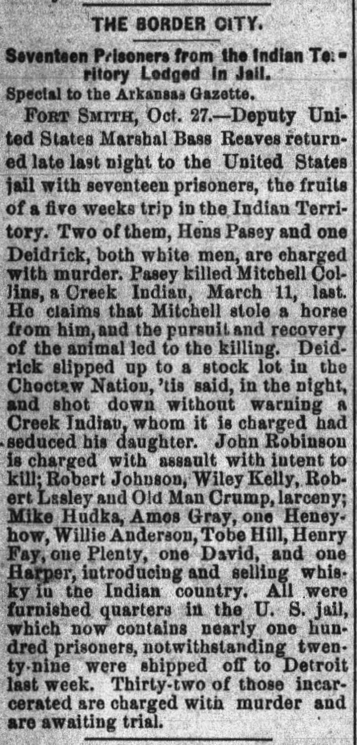 Bass Reeves Brings in 17 From Indian Territory - Newspapers.com™ Bass Reeves Brings in 17 From Indian Territory - Newspapers.com™