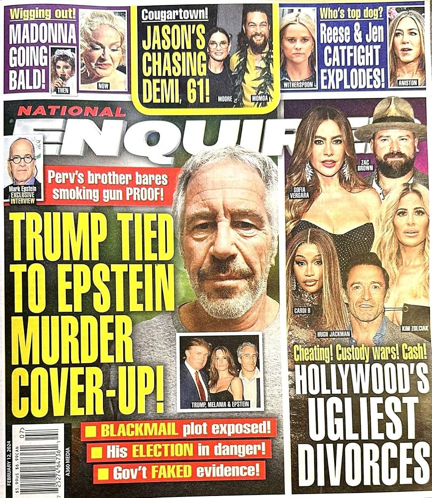 National Enquirer Magazine 12 February 2024 Trump Tied To Epstein Murder Cover-Up - | Amazon.com.au | Books National Enquirer Magazine 12 February 2024 Trump Tied To Epstein Murder Cover-Up - | Amazon.com.au | Books