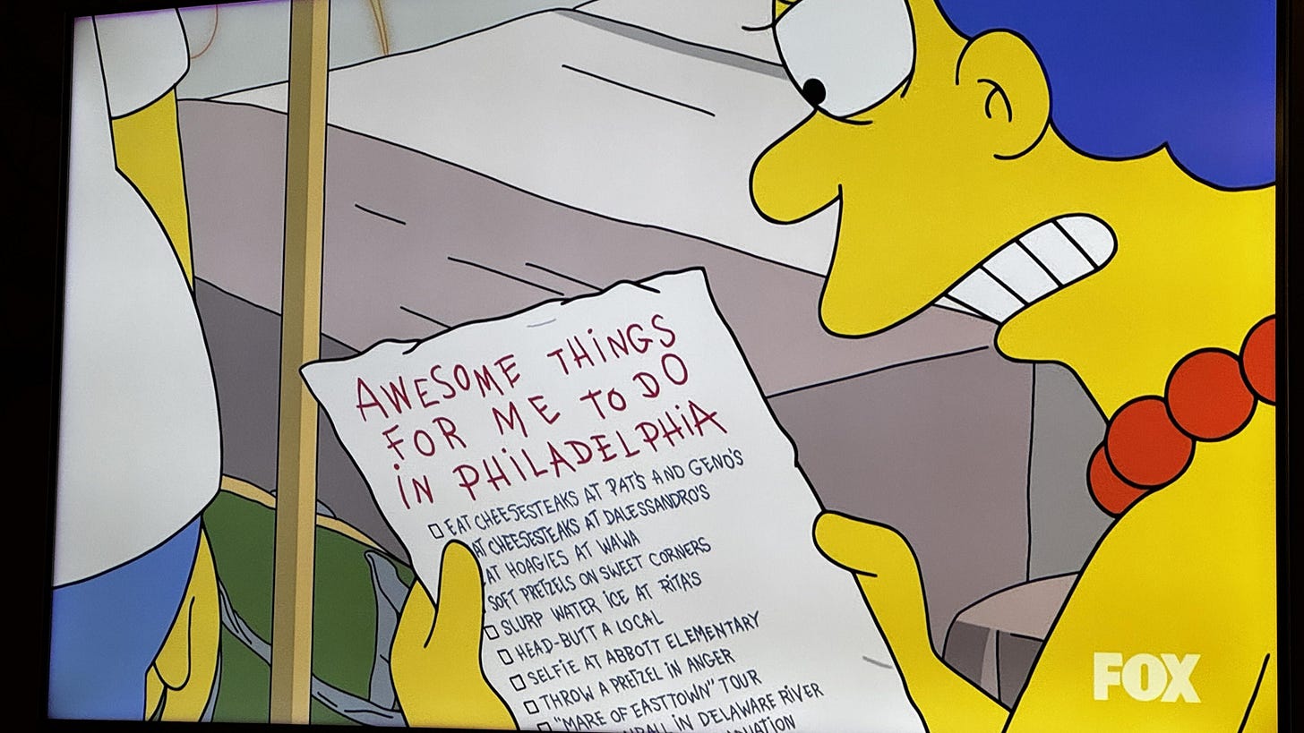r/philadelphia - Awesome things for Homer to do in Philly (800th Simpsons episode)