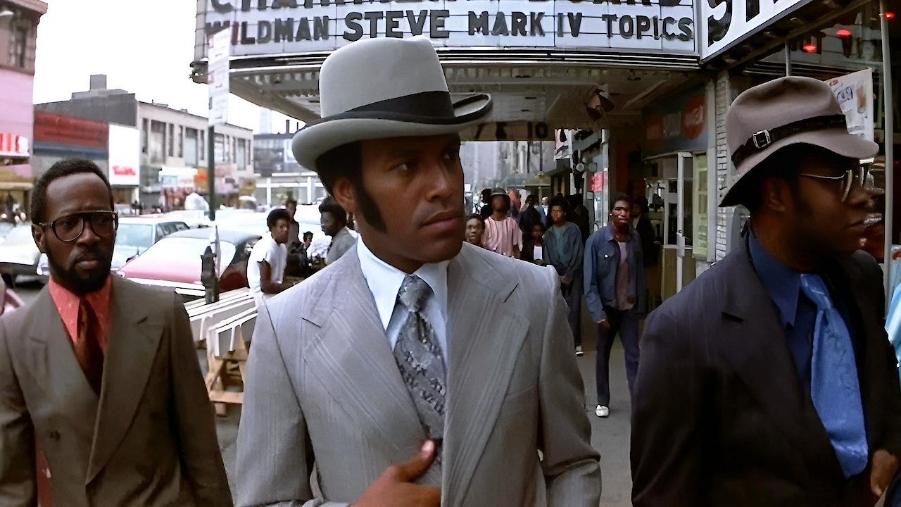 Fred Williamson looking sharp on the streets of Harlem in "Black Caesar" (1973)