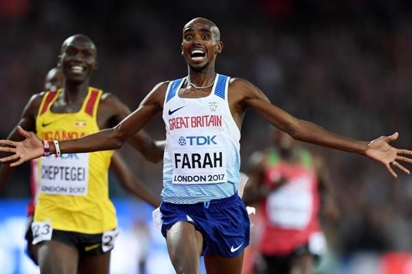 Mo Farah wins the 10,000m at the IAAF World Championships London 2017 (Getty Images) Mo Farah wins the 10,000m at the IAAF World Championships London 2017 (Getty Images)