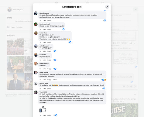 Elmi Reçica's Fan Club in Facebook of the Post of June 10, 2026