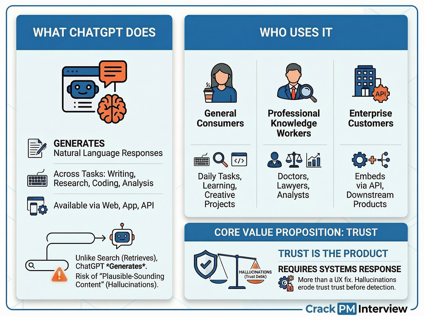 What ChatGPT does and Why trust matters the most for ChatGPT Hallucinations Improvement | By Crack PM Interview