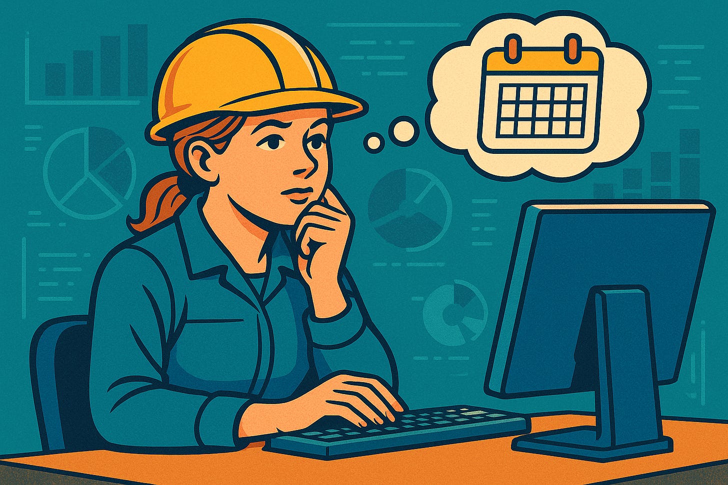 A female data engineer who writes their performance review thinking about the past year.