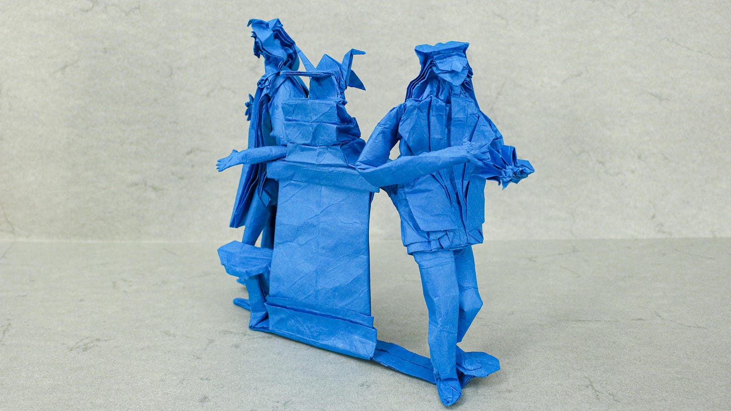 Mens et Manus by Brian Chan. Link to time lapse in first comment. Paper - 37 inch square double tissue. Time - about 20 hours : r/origami Mens et Manus by Brian Chan. Link to time lapse in first comment. Paper - 37 inch square double tissue. Time - about 20 hours : r/origami