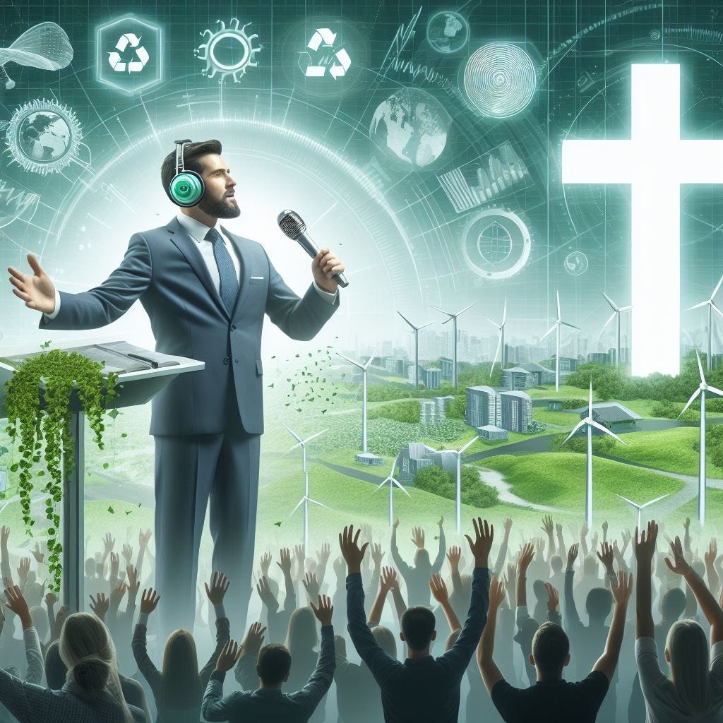 A Psychopathic Televangelist Preaching about His Messianic Vision for a Brave New World … scene inspired by Kurt Vonnegut's novel The Sirens of Titan