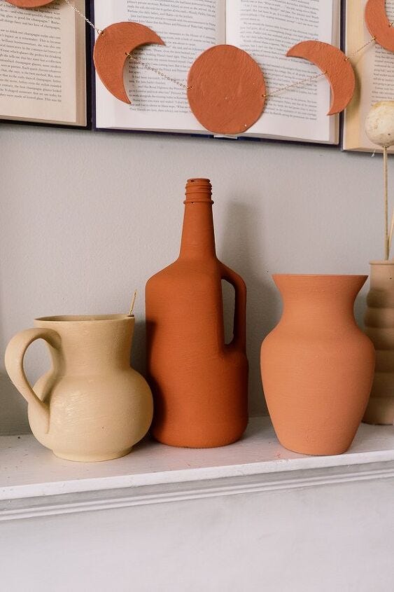 how to get a ceramic terracotta look on a thrifted vase