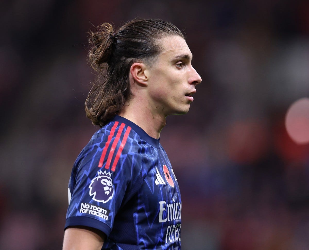 Riccardo Calafiori in action for Arsenal