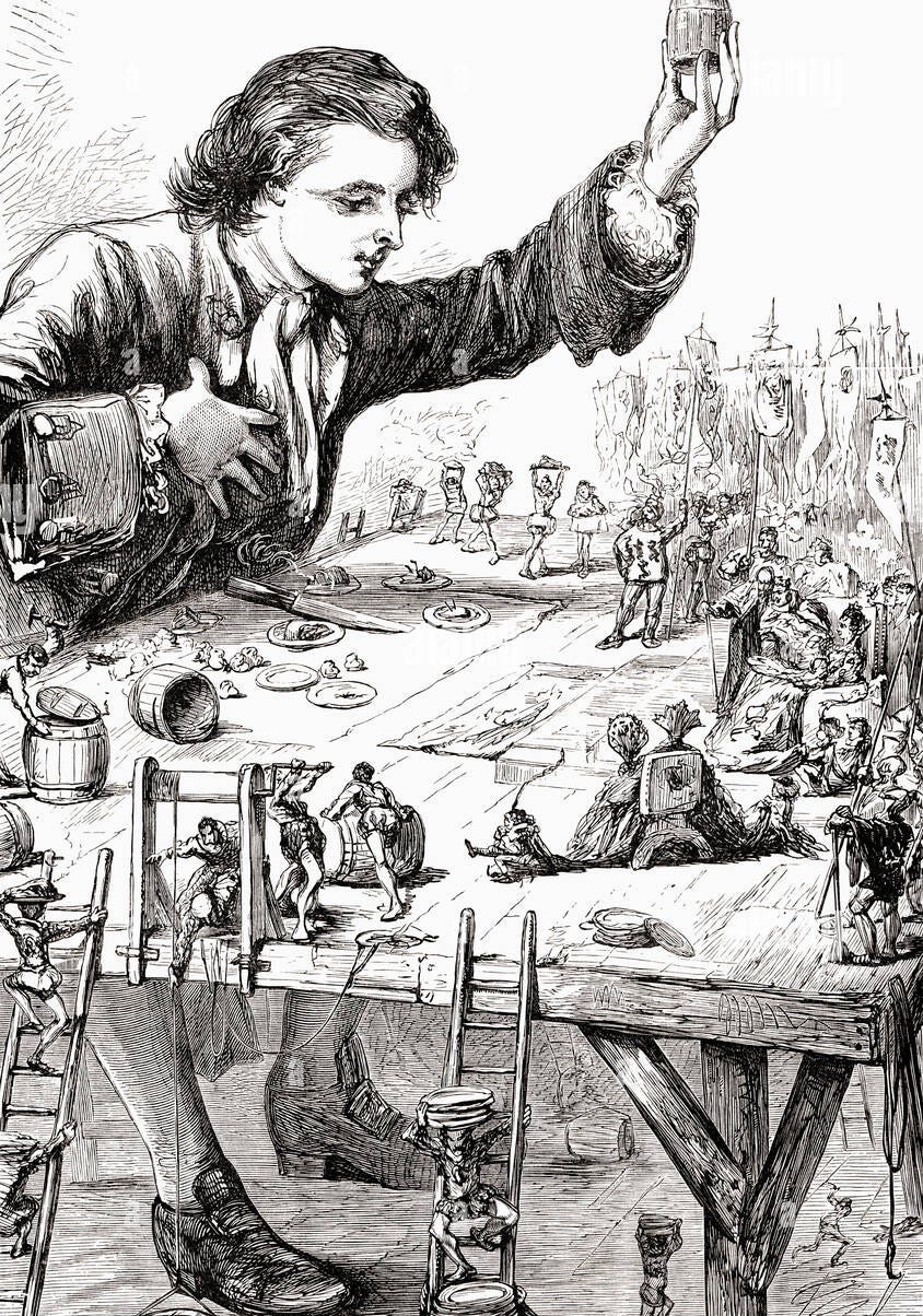 From Gulliver's voyage to Lilliput. Illustration from Gulliver's Travels  published c.1875 Stock Photo - Alamy