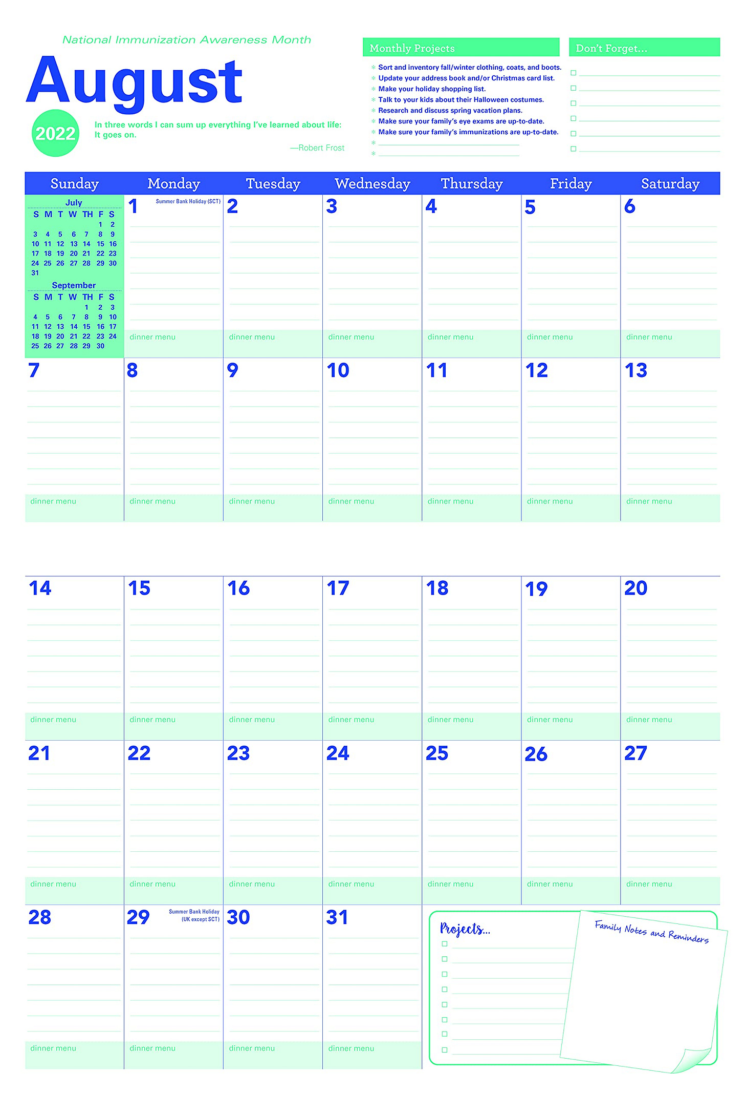 Amy Knapp's Big Grid Family Organizer - 2022 Wall Calendar, August 2021-December 2022 by Amy ...