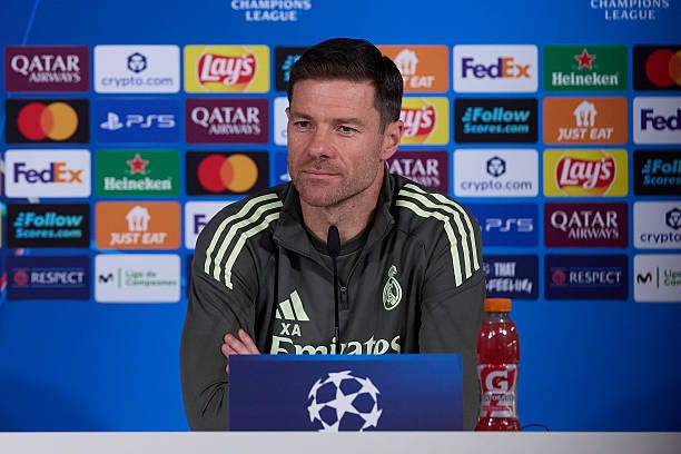 Xabi Alonso, the head coach of Real Madrid CF, attends a press conference during a training session on the eve of the UEFA Champions League 2025/2026... Xabi Alonso, the head coach of Real Madrid CF, attends a press conference during a training session on the eve of the UEFA Champions League 2025/2026...