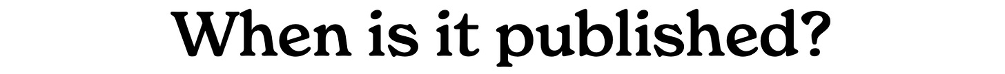 When is it published? When is it published?