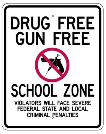 SCHOOL ZONE Sign - DRUG FREE, GUN FREE - Safety Supply Warehouse SCHOOL ZONE Sign - DRUG FREE, GUN FREE - Safety Supply Warehouse