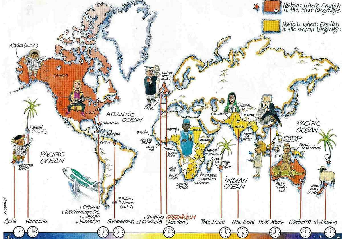 Map showing English speaking countries