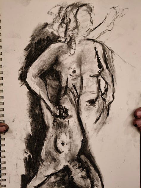 sketches of nude made in a life drawing class