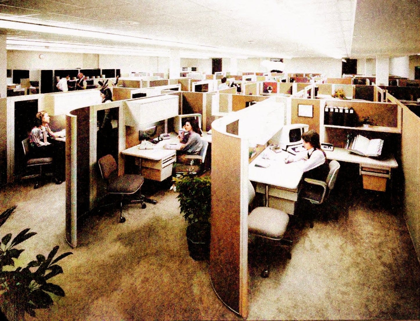 Vintage open plan office arrangements with cubicles - Workplaces from the 1970s (1)