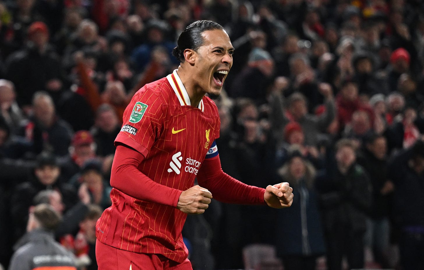 Van Dijk downplays Liverpool's quadruple hopes after reaching League Cup final | Reuters Van Dijk downplays Liverpool's quadruple hopes after reaching League Cup final | Reuters