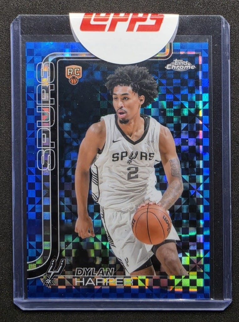 2025-26 Topps Chrome Dylan Harper #252 Blue X-Fractor Sealed RC 🔥📈🏀 2025-26 Topps Chrome Dylan Harper #252 Blue X-Fractor Sealed RC 🔥📈🏀