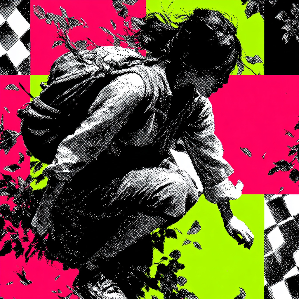 A graphical key visual with a person who runs away from something feeling scared in the style of a colorful black and white very thin lines sketch with one accent color on the main subject - Use for accent colors pink #e11a72 and green #65a30d color. The rest of the image should be black and white. If the user ask for anothe accent color, change it accordingly. - The image orientation should be square. - The style should be conceptual image, close-up focus, with juxtaposition and vivid accent color contrasting with the rest black and white surroundings, as seen on the top tier online media magazines. - Derrive the subject of the image from the input article. - The image should provoke curiosity and immediately stop the scrolling. - The image should have minimalistic design. - The sketch should be fine and abtrsact. - The concept shiuld visualize the main idea of the article.