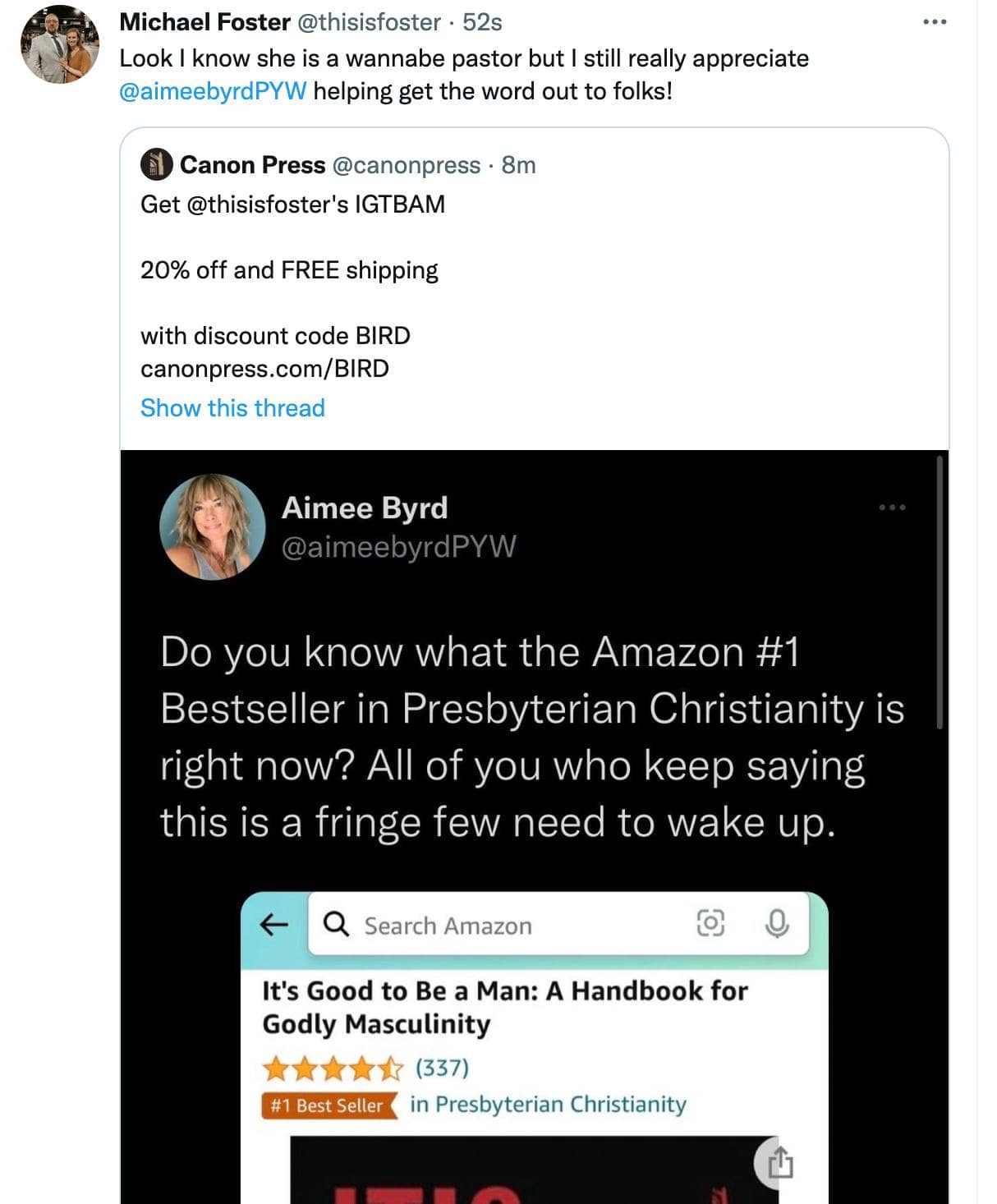 Aimee Byrd is anxious for you to know about the success of It’s Good To Be A Man