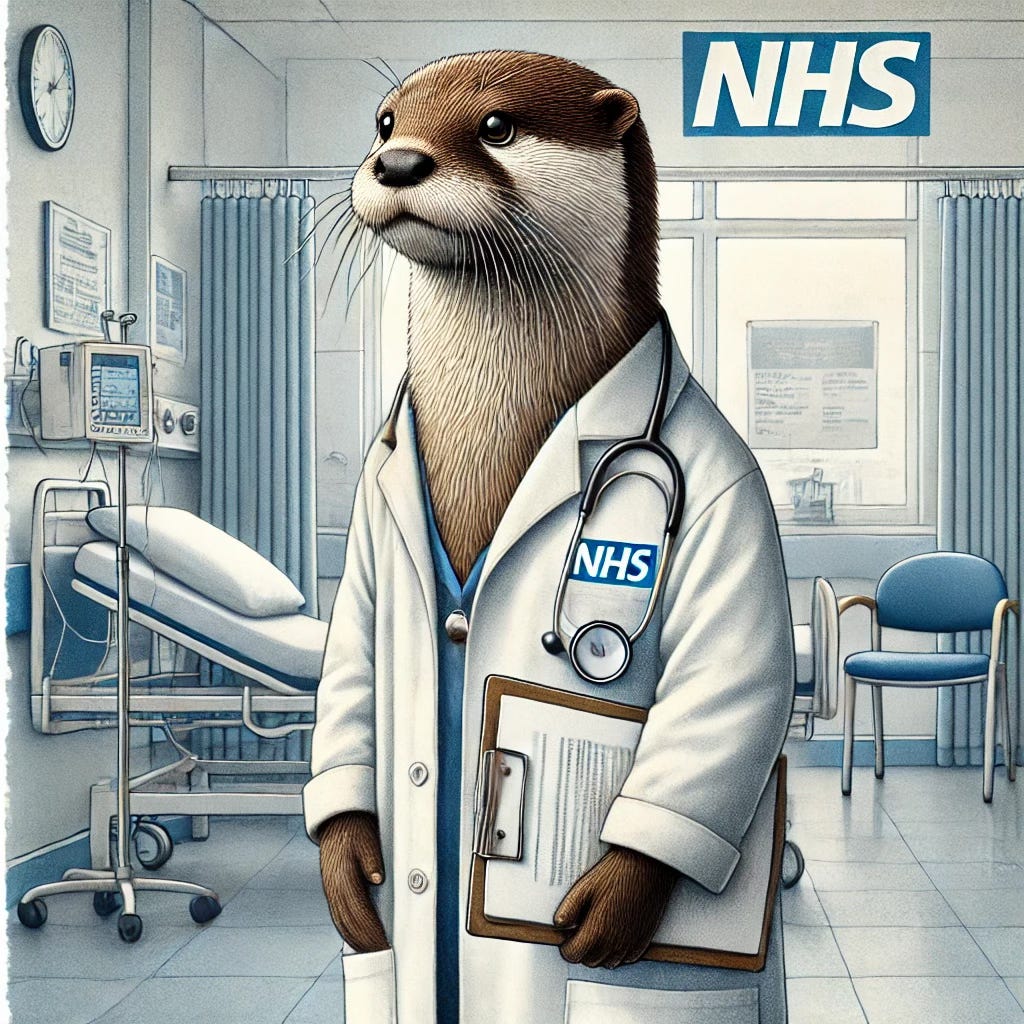 An illustration of an Otter working as a doctor in the NHS