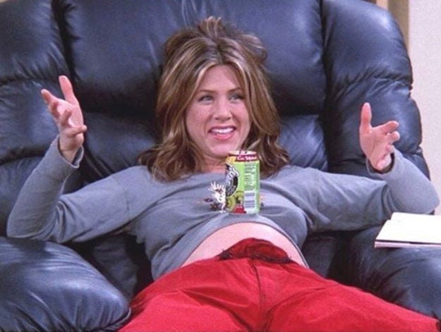 Rachel Green enceinte en solo dans la série Friends