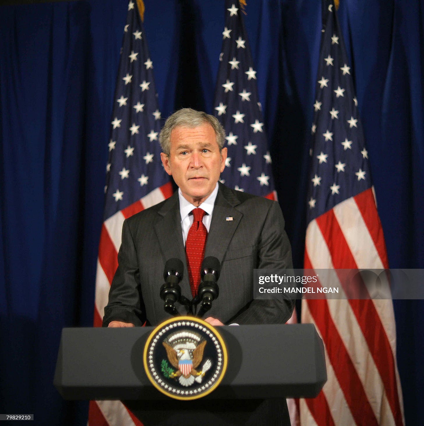 US President George W. Bush delivers a s US President George W. Bush delivers a s
