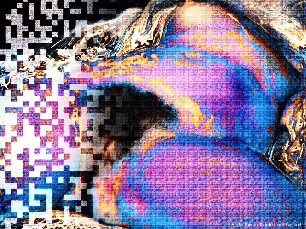Digital erotic art based on Gustav Courbet piece 'The origin of the world'