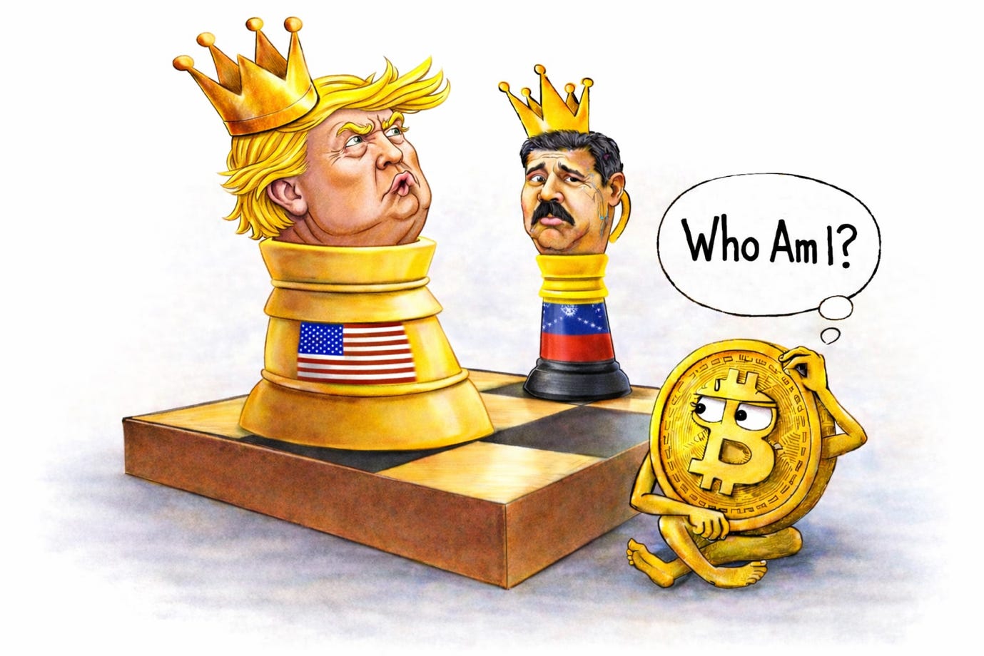 A cartoon of two men with crowns and a coin next to a chess board

AI-generated content may be incorrect.