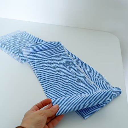 a long strip of fabric, blue striped cotton a long strip of fabric, blue striped cotton