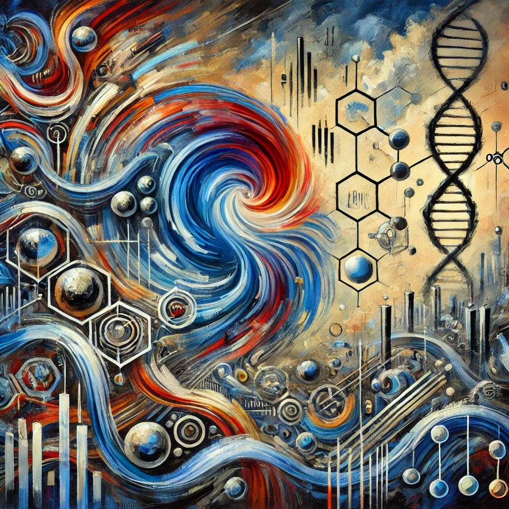 An abstract oil painting with thick, expressive brush strokes depicting the chaotic yet structured themes of scientific processes, commercial influences, and testing evolution. The composition uses vibrant swirls of blue, red, and gold representing PCR technology, interconnected lines symbolizing global distribution networks, and fragmented patches of grey and black denoting conflict, limitations, and quality control issues. The brush strokes convey tension and dynamism, suggesting the clash of science, policy, and commerce. The overall tone blends controlled order with abstract unpredictability. An abstract oil painting with thick, expressive brush strokes depicting the chaotic yet structured themes of scientific processes, commercial influences, and testing evolution. The composition uses vibrant swirls of blue, red, and gold representing PCR technology, interconnected lines symbolizing global distribution networks, and fragmented patches of grey and black denoting conflict, limitations, and quality control issues. The brush strokes convey tension and dynamism, suggesting the clash of science, policy, and commerce. The overall tone blends controlled order with abstract unpredictability.
