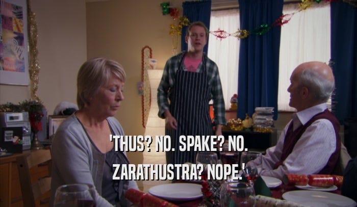 Peep Show | GIFGlobe | 'THUS? NO. SPAKE? NO. ZARATHUSTRA? NOPE.'
