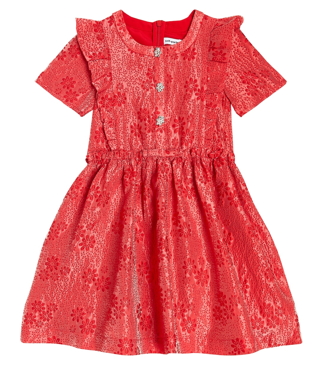 Floral cotton jacquard dress | Self-Portrait Kids