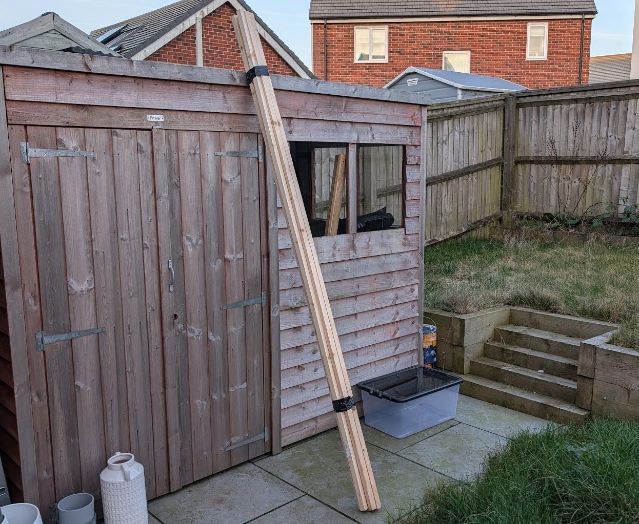 outside view of a wooden shed 
