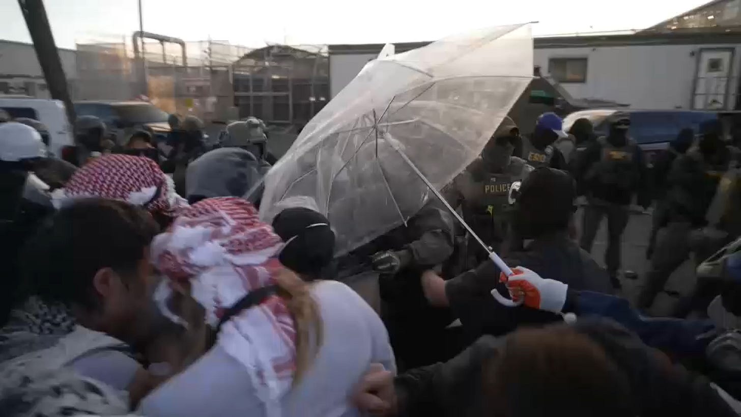 Delaney Hall protests: Protesters shoved, pepper sprayed during clash with ICE  agents amid hunger strike in Newark - ABC7 New York