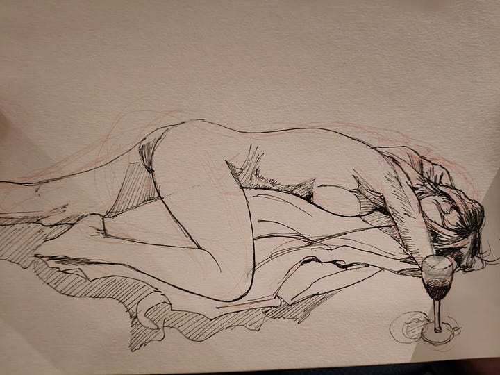 life drawings of a nude female