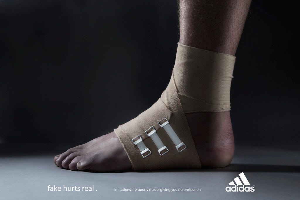 Fake Hurts Real: How Adidas' Visual Storytelling Sent a Compelling Warning  to Imitators | by Mark | Better Marketing