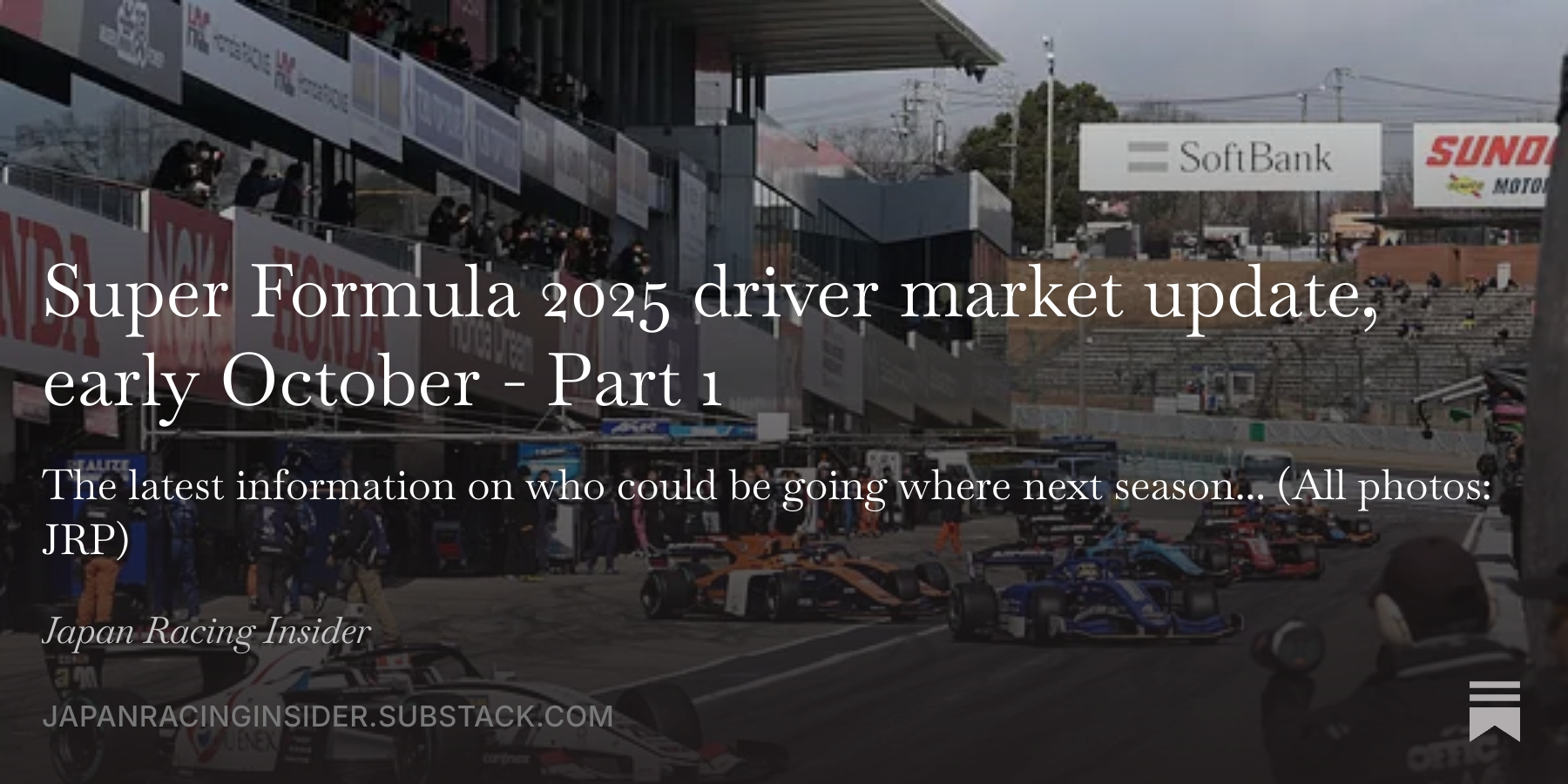 Super Formula 2025 driver market update, early October - Part 1