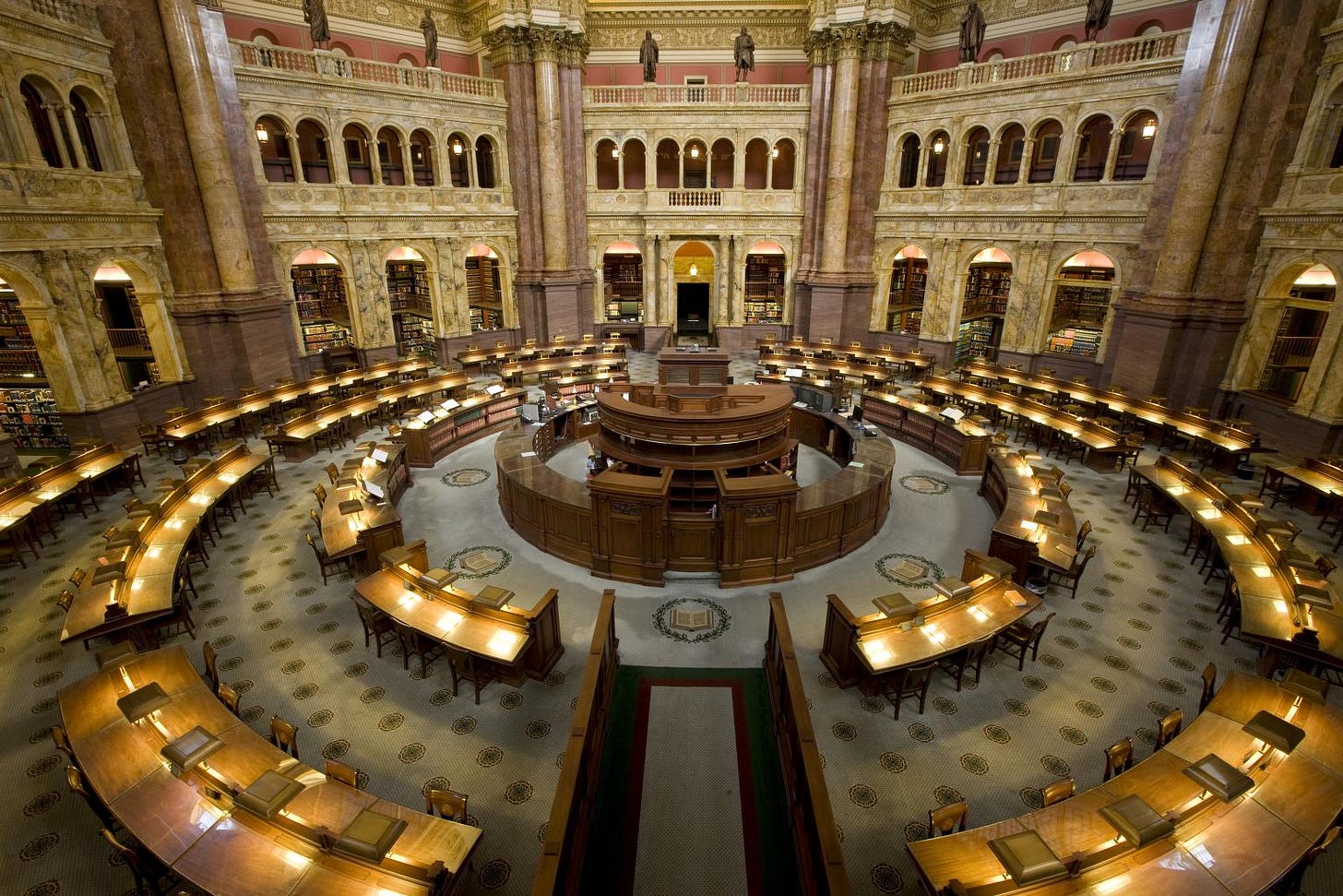 [Main Reading Room. View from above showing researcher desks. Library ...