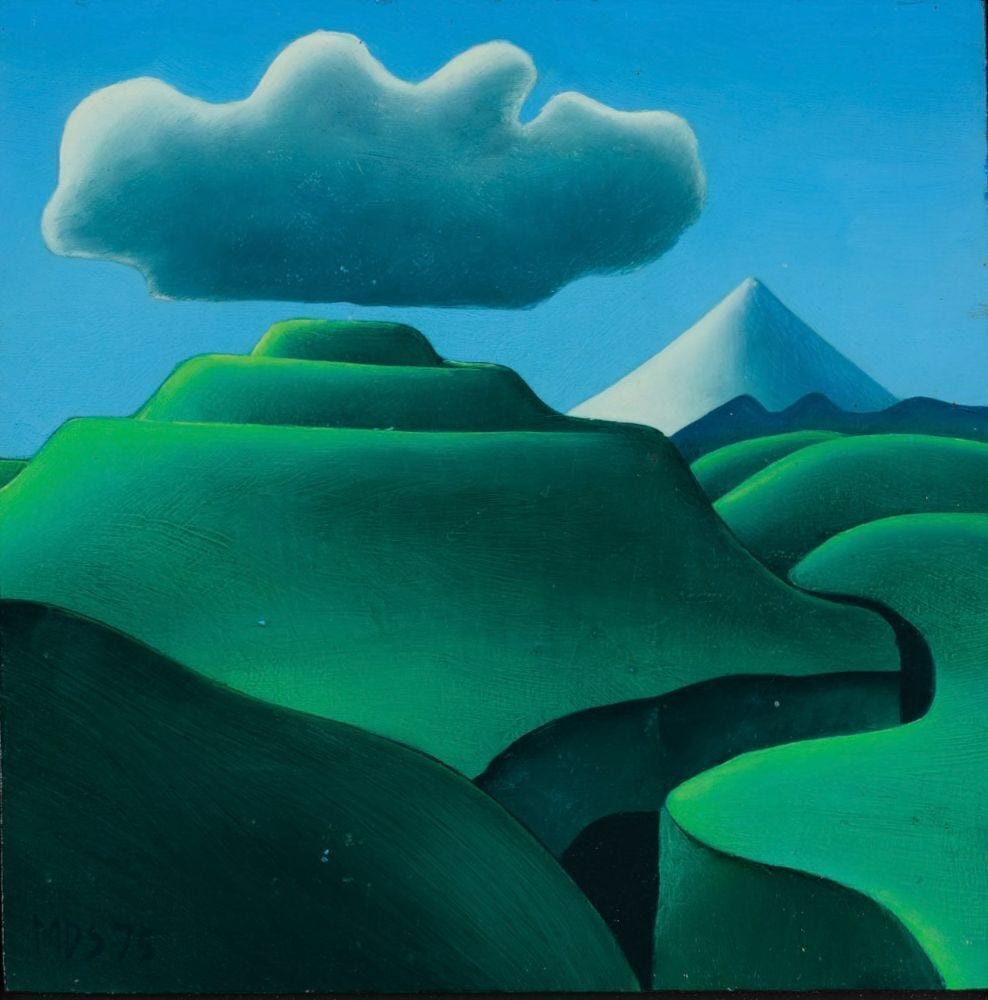 MICHAEL SMITHER Pā Site with Mount Taranaki